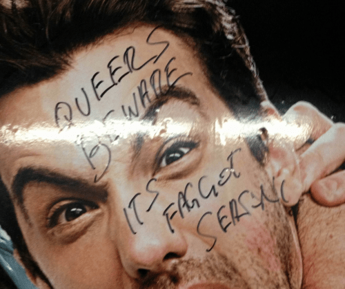 NYC subway station graffiti reported June 3rd via Joe My God's blog