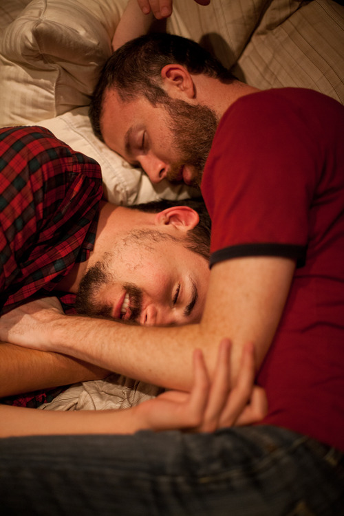 men in bed, guys spooning