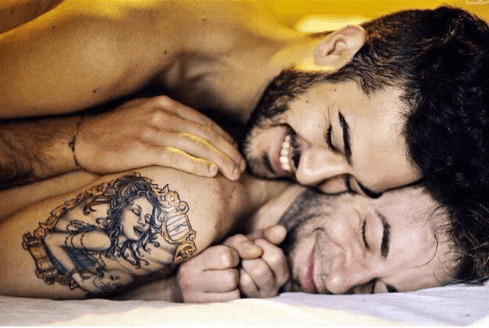 men in bed, handsome, hunk