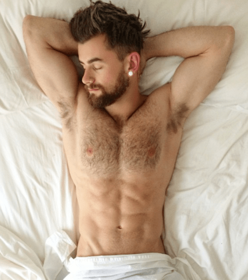 hipster, handsome, hunk, man in bed