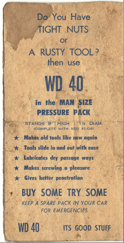 WD 40 ad, humor, innuendo
