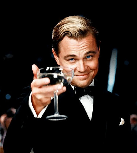 Leonardo DiCaprio, New Years, toast, champagne