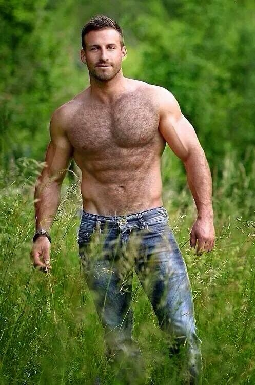 handsome hunk, furry friday, shirtless, jeans