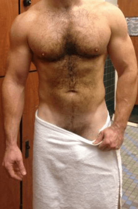 Hairy chest, handsome, hunk, gym, locker