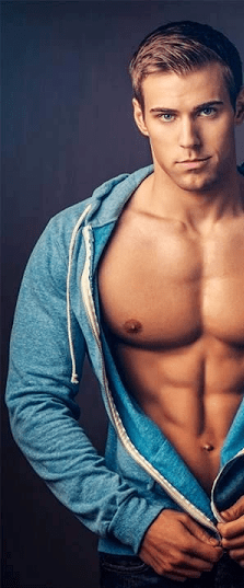 handsome, hunk, blue, shirtless, abs