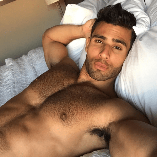 handsome, hunk, man in bed, shirtless, gay