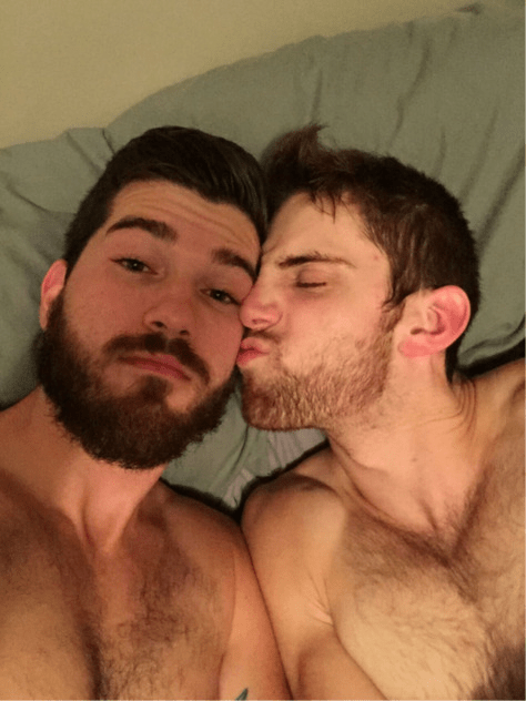 beards, handsome men, shirtless men, men in bed