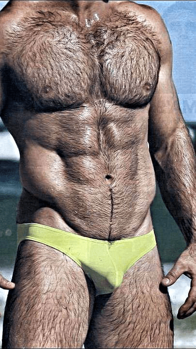 furry, speedo, yellow, handsome
