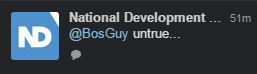 National Development responds via @twitter