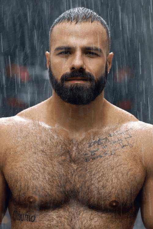 handsome, hunk, muscles, hairy chest