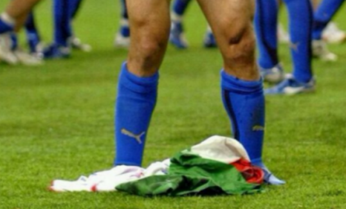 Disrobing Soccer Player