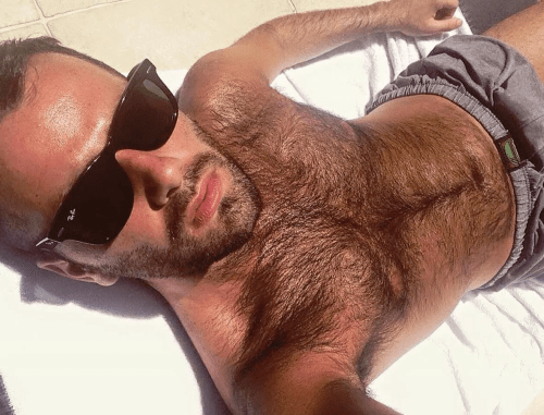 handsome, hairy, hunk, tanning