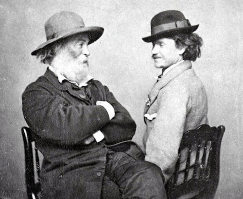 Walt Whitman pictured with his younger lover and muse, Peter Doyle circa 1869