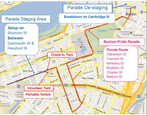Boston Pride Parade Route