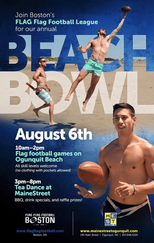 Boston flag football beach bowl, ogunquit, mainestreet