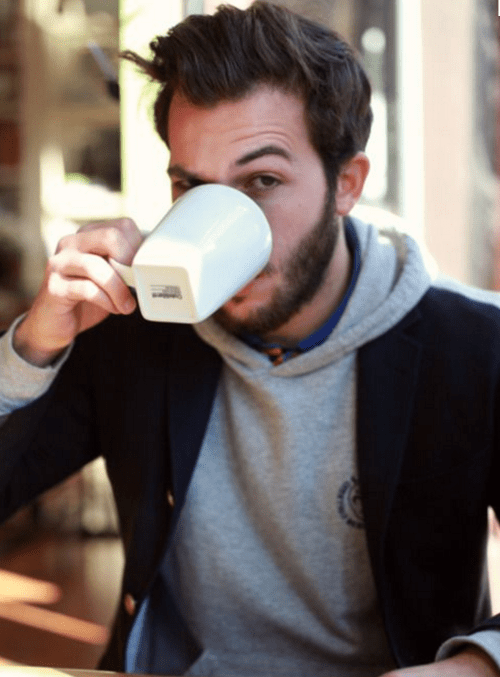 handsome guy, man drinking coffee