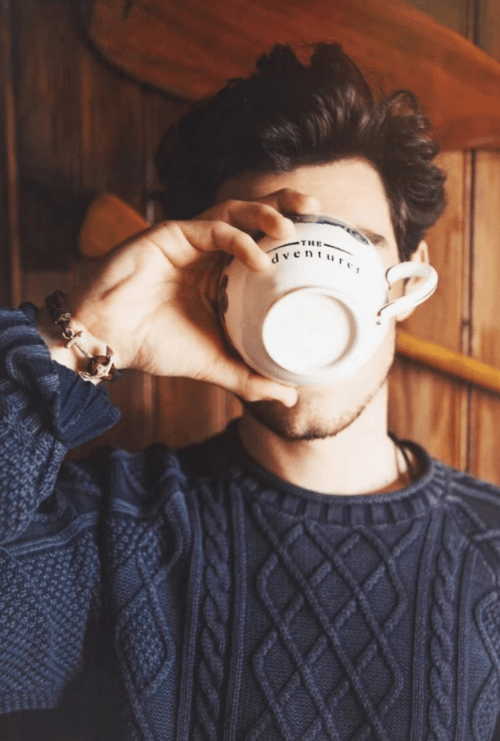 man drinking coffee