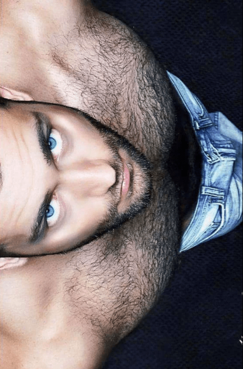 handsome, hairy, hunk, shirtless man