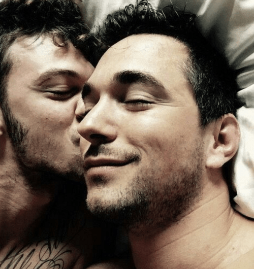 good morning kiss, man kissing boyfriend