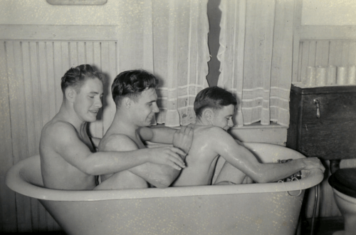 rub a dub dub, men bathing