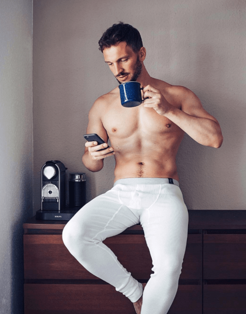 sexy guy, man drinking coffee