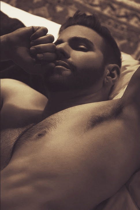 man in bed sleeping, handsome, hunk