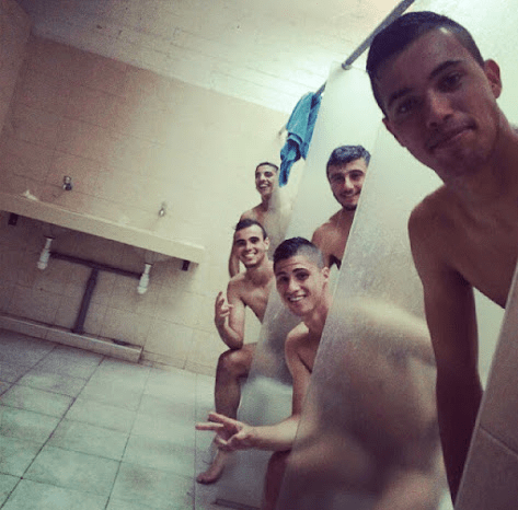 men in shower, humor