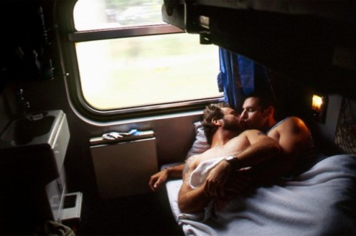 sex on a train, men on a train, men in bed