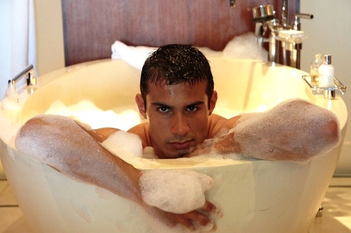 handsome, hunk, man in bath, bath time