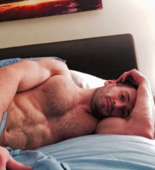 man in bed, handsome, hunk, muscular man
