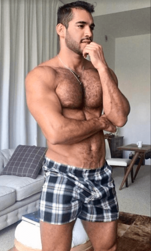 man in his boxers, handome, hunk, hairy