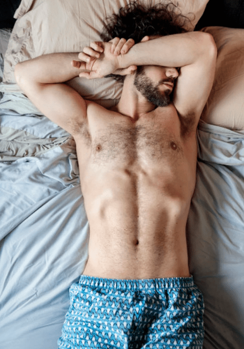 handsome, man sleeping, underwear