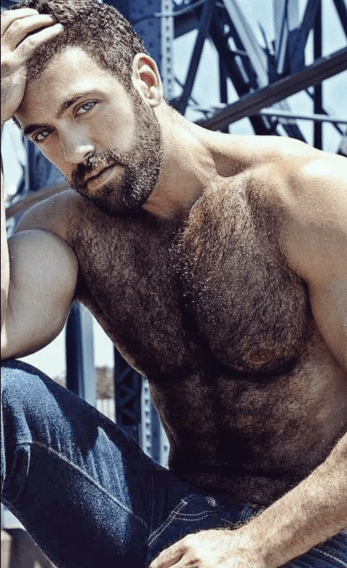 handsome, hairy, hunk, hairy chest, denim, gorgeous guy, guy without a shirt