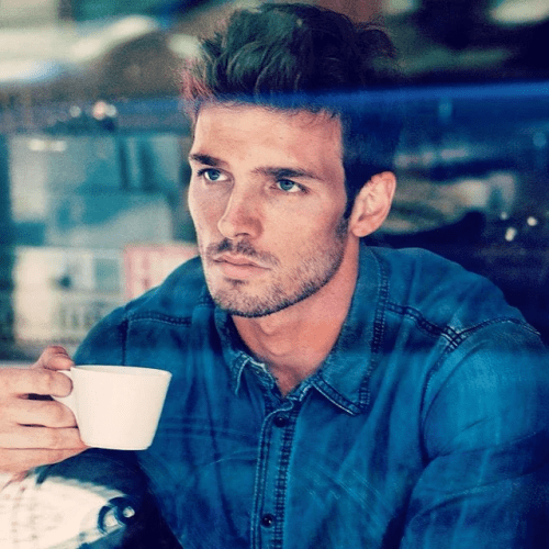 man drinking coffee, handsome, hunk