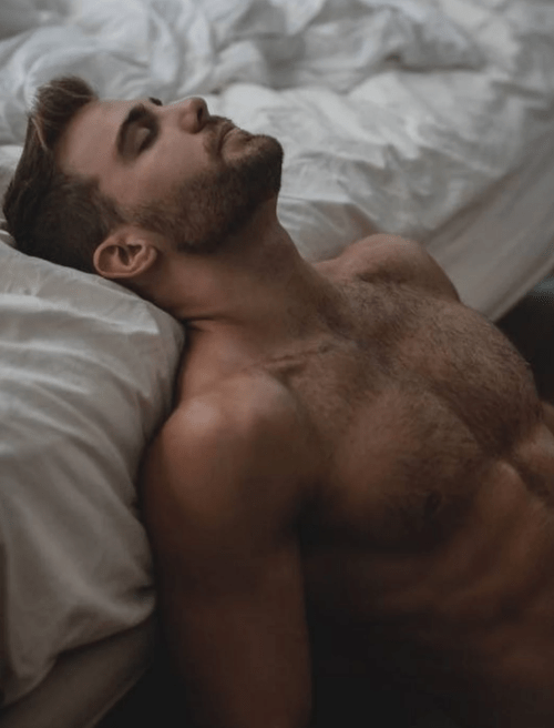 handsome, hunk, man on bed,