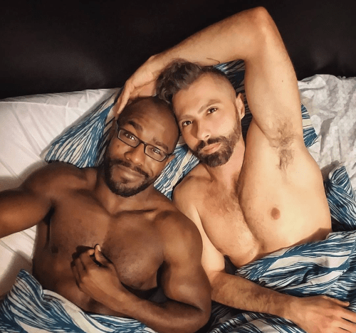 men in bed, handsome, hairy