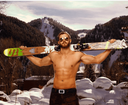 handsome, hunk, skiing