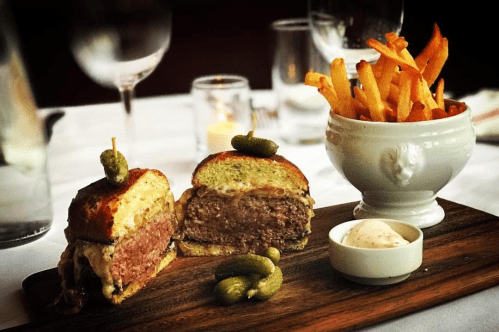 South End dining, hamburger