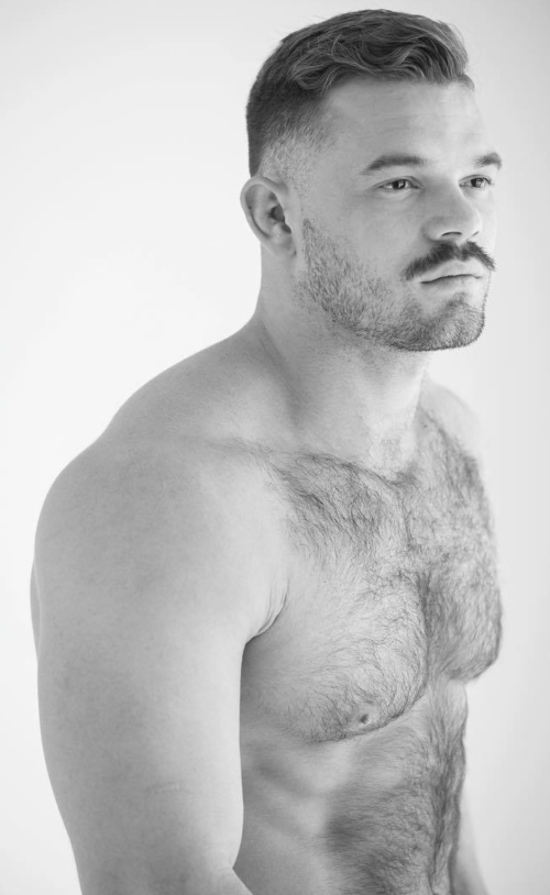 handsome, hairy, hunk, shirtless guy, mustache