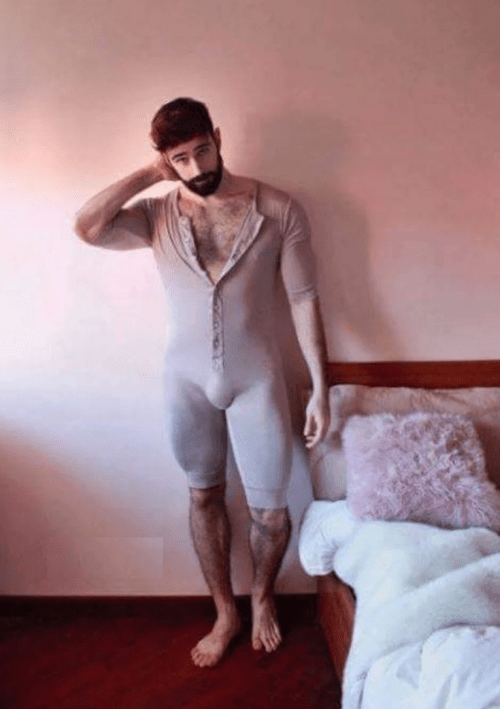 man in a onesie, sexy, handsome, hunk