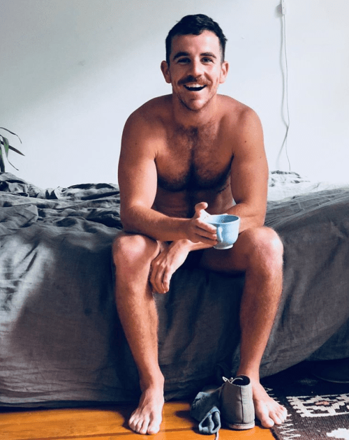 handsome, hunk, hairy guy, man in bed