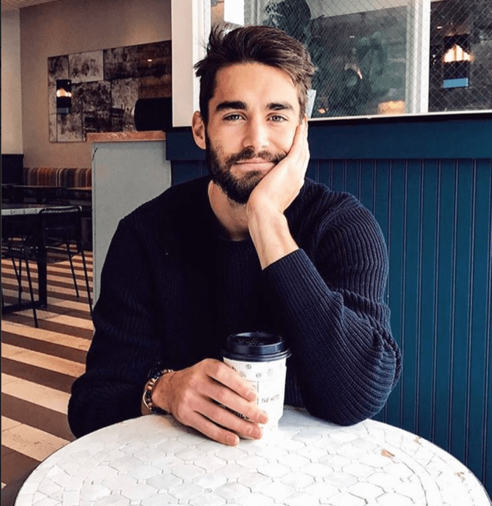 handsome, hunk, man drinking coffee