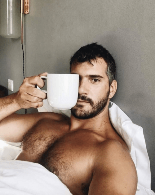 handsome, hunk, man in bed