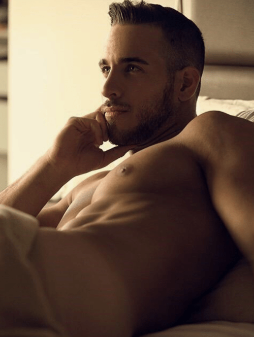 handsome, hunk, man in bed, man in bed naked, man in bed nude