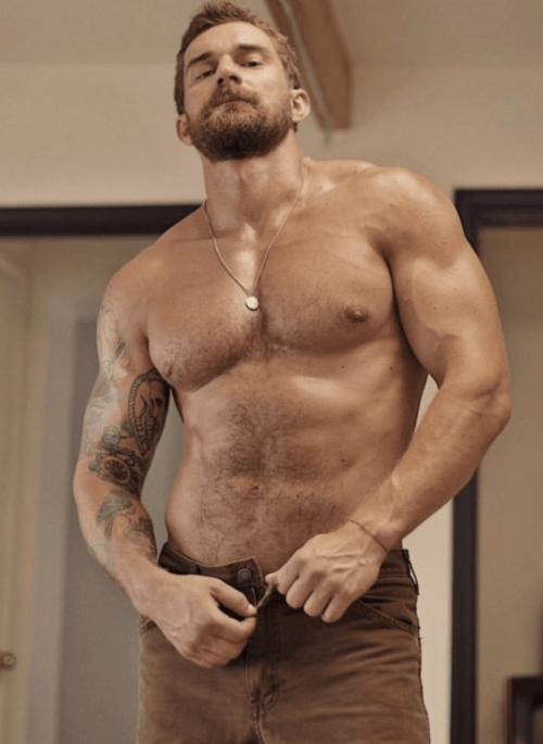 handsome, hunk, hairy man, gorgeous guy, sweaty
