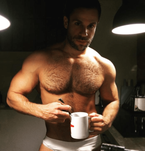 underwear, muscular man, coffee lover, handsome, hunk