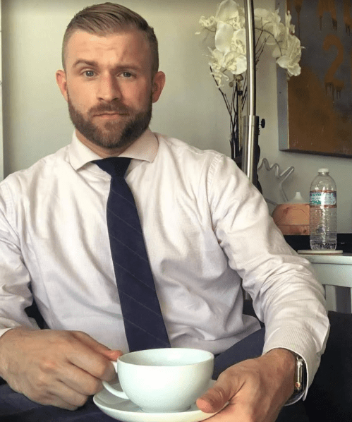 man in shirt and tie, handsome, hunk, hairy 