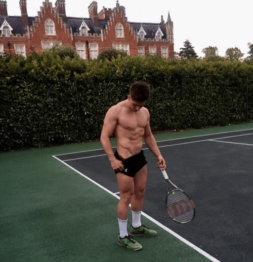 shirtless tennis player, gay jock
