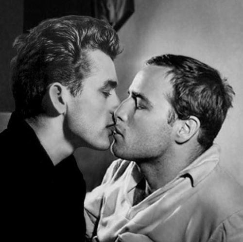 marlon brando, james dean, kissing, gay hollywood