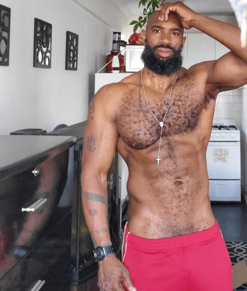 handsome, hairy black man